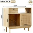 thumbnail image 2 of Vintage Record Player Stand, Vinyl Record Wood Storage Table with Rattan Door,Turntable Stand Cabinet with Storage, Printer Stand with Open Storage Shelves,Natural, 2 of 7