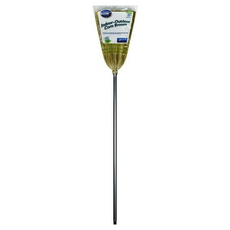 Reynera Indoor & Outdoor 11", Natural Fiber Corn Broom, Black Metal Handle, 1 Count