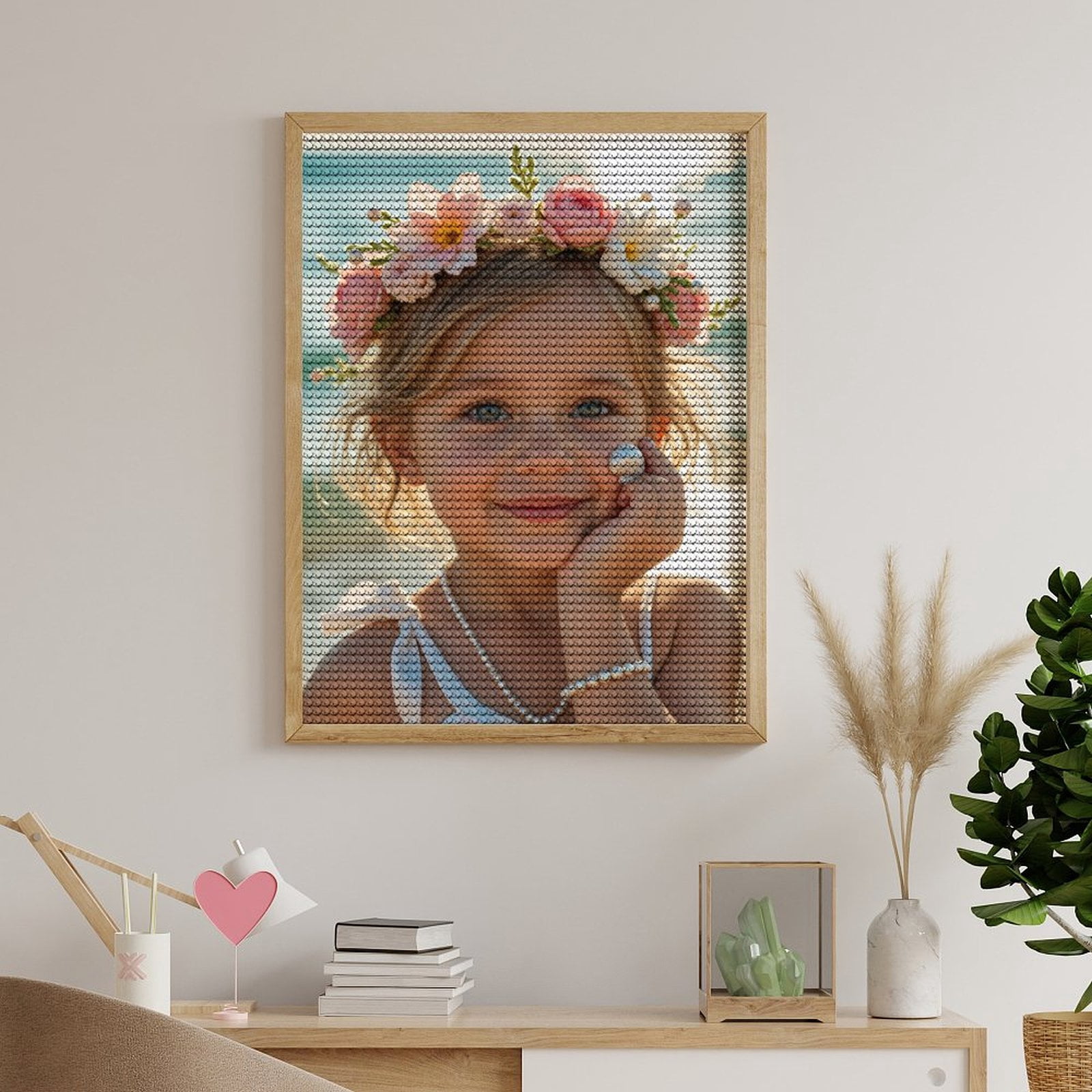 Diamond Art Kits for Adults, Beach Floral Crown Pearls 5D Diamond Painting Kits for Adults Beginners, DIY Full Drill Diamond Painting, Gem Art and Crafts 12x16