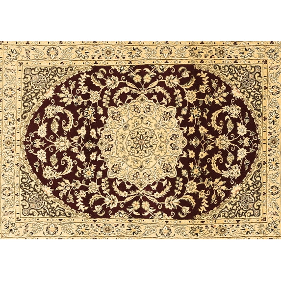 Ahgly Company Indoor Rectangle Medallion Brown Traditional Area Rugs, 7' x 9'