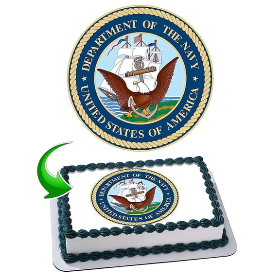 United States Navy Edible Image Icing Cake Topper for Quarter Sheet Cake, by TNCT