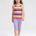 thumbnail image 2 of BXSRUTA Kids 2 Piece Sleeveless Top & Cropped Pants Set Cotton Casual Summer Outfit, 2 of 7