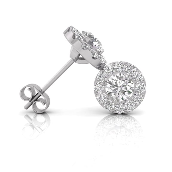 TimeLe$$ Classics 1/2 Carat TW Natural Halo Diamond Stud Earrings in White Gold