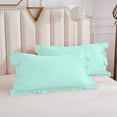 thumbnail image 5 of DNG Creations 5 Piece Vintage Ruffle Duvet Cover 100% Egyptian Cotton, 800 Threads Count - With Zipper & Corner Ties ( Full/Queen - Solid Auqa Blue ), 5 of 7