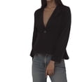 thumbnail image 2 of INSPIRE CHIC Women's Blazer Stand Collar Long Sleeve Single Button Peplum Blazer XL Black, 2 of 7