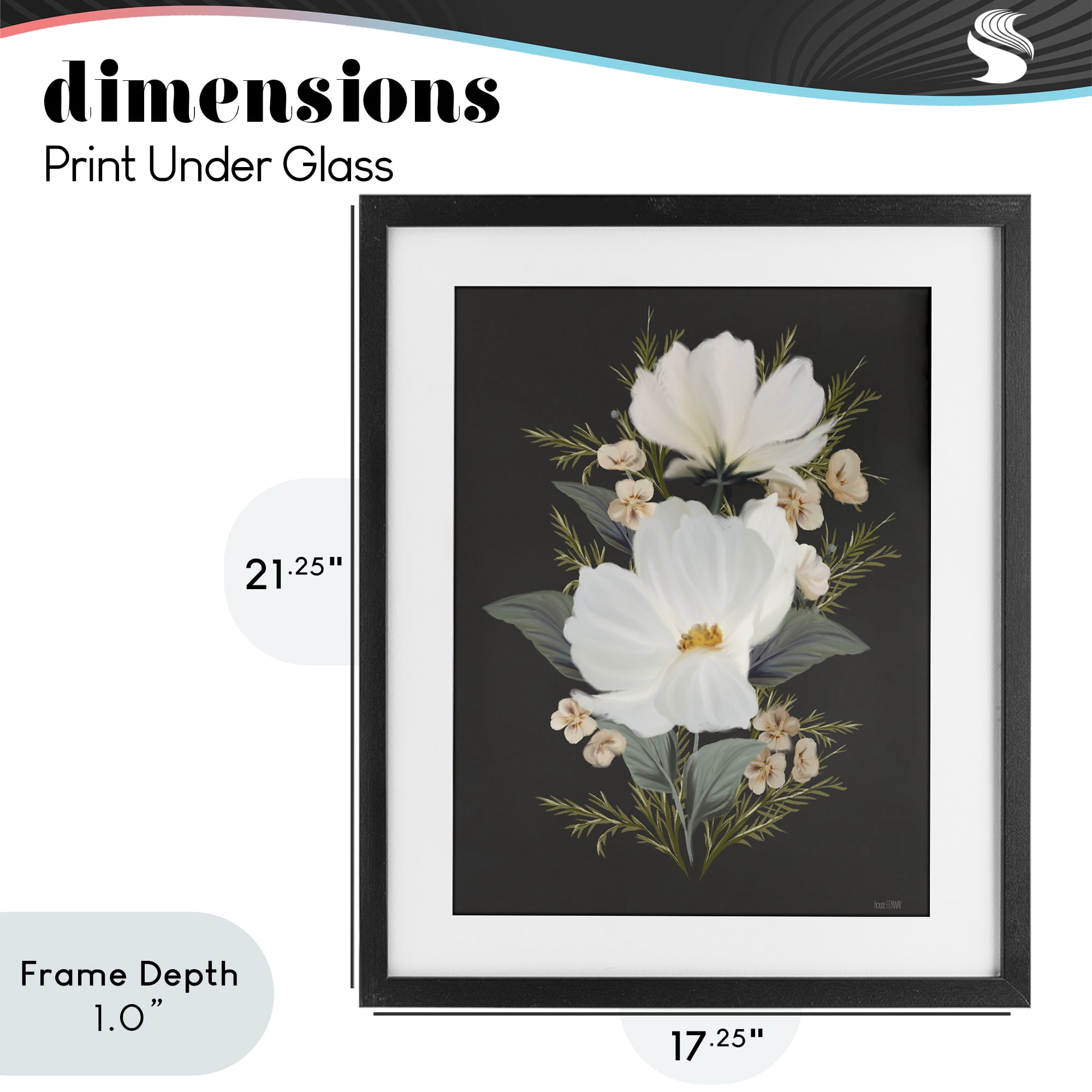 Stupell Industries Lace Cosmos Flowers Black Framed Print Under Glass, design by House Fenway