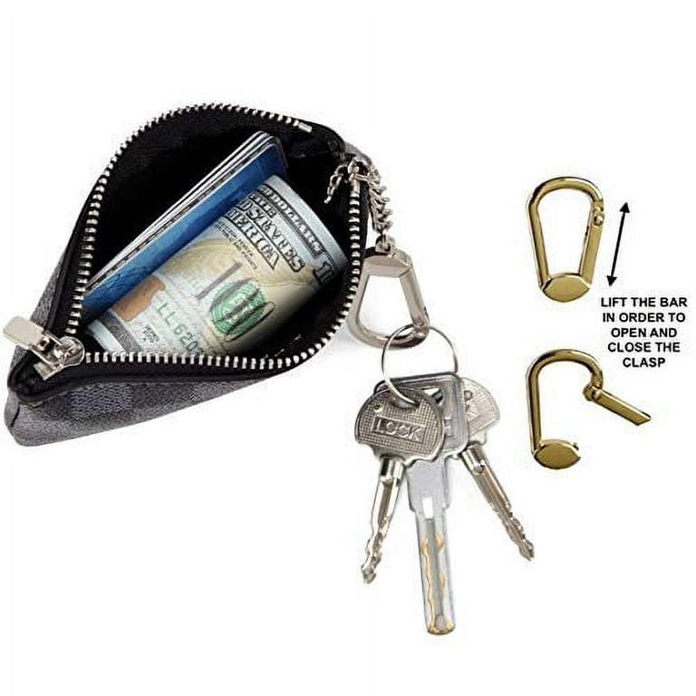  Rauder Luxury Zip Key Chain Pouch, Mini Coin Purse Wallet Card  Holder with Clasp
