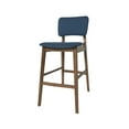 thumbnail image 6 of Noble House Rayan Modern 42" Wood Bar Chair, Set of 2, Dark Blue, Walnut, 6 of 10