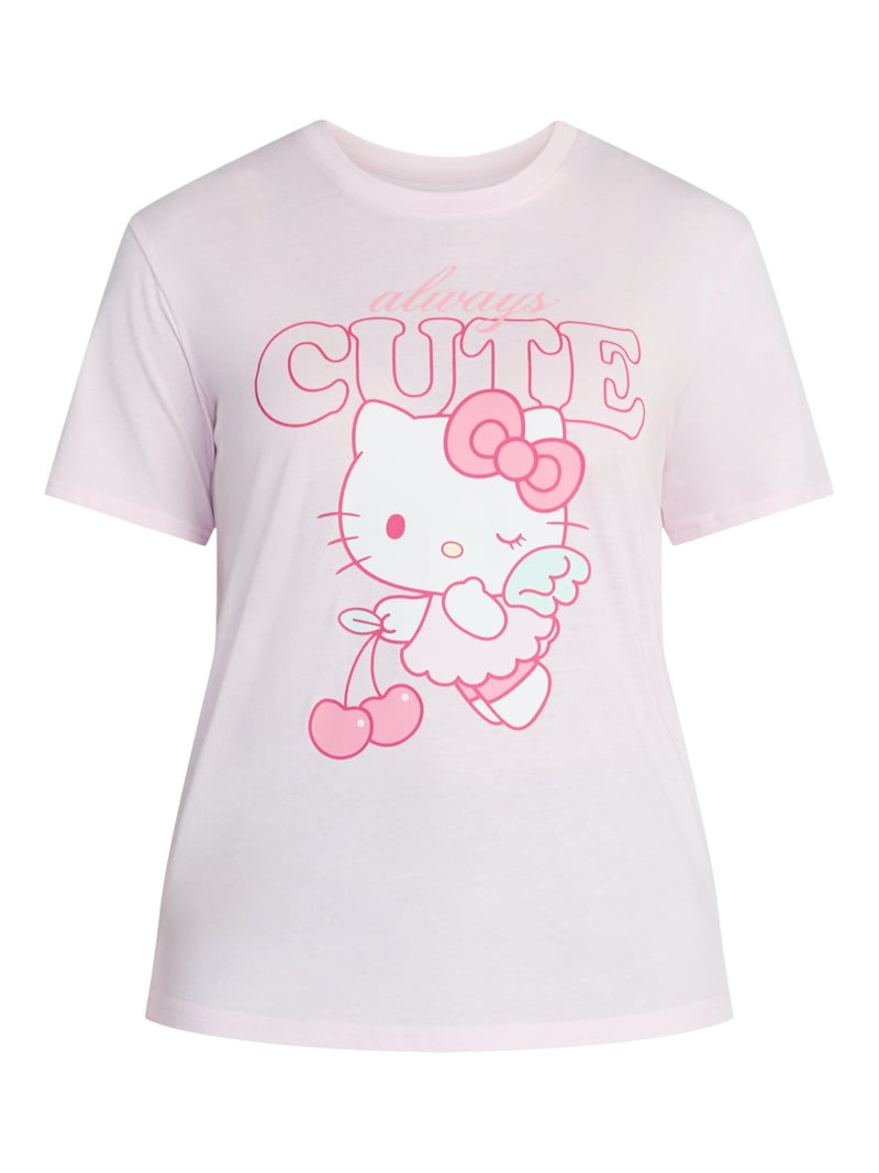 Hello Kitty Women's Graphic Tee with Short Sleeves, Sizes XXS-XXL