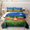 thumbnail image 2 of Catabedysis Night Camping Quilt Full,Campfire Camper Print Full Bedspread Sets For Boys,Multicolor,3Pcs, 2 of 7