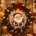 thumbnail image 3 of Christmas Santa Pearl Rhinestone Diamond Painting Hanging Ornament Handmade Bead Craft Decor 25x25cm, 3 of 8