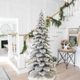 thumbnail image 6 of Glitz Design Glitzhome 9ft Pre-Lit Flocked Layered Spruce Artificial Christmas Tree with 500 Warm, 6 of 9