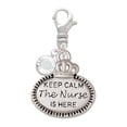 thumbnail image 2 of Delight Jewelry Silvertone Keep Calm The Nurse is Here - Silvertone Clip on Charm with Clear Crystal Drop, 2 of 4