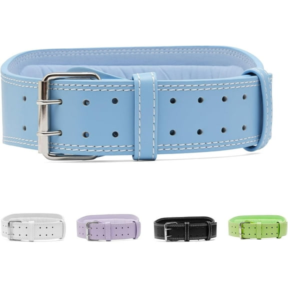 Weightlifting Belt Powerlifting Women & Girl, 4 Inches Padded Lumbar Support Belt - Heavy Duty Power Lifting Leather Belt for Back Support, Gym & Fitness Training