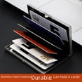 thumbnail image 2 of Estuche para tarjetas de metal de acero inoxidable con 6 tarjetas NFC, cepillo antirrobo, desmagnetizador, tarjetero para tarjetas de visita para hombres y mujeres, caja para tarjetas, 2 of 5