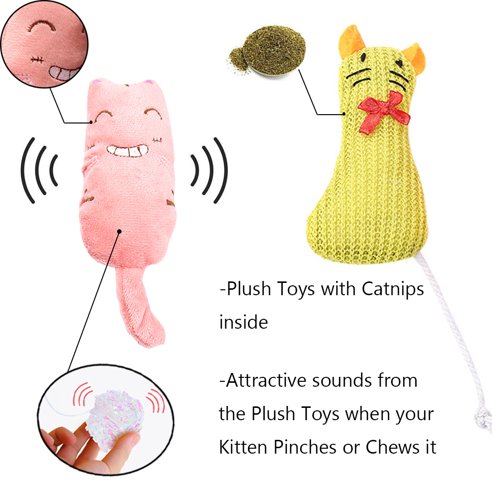 Dreamtale Cat Toys Kitten Teaser Interactive Plush Stuffed Toys including Catnip for Indoor Cat