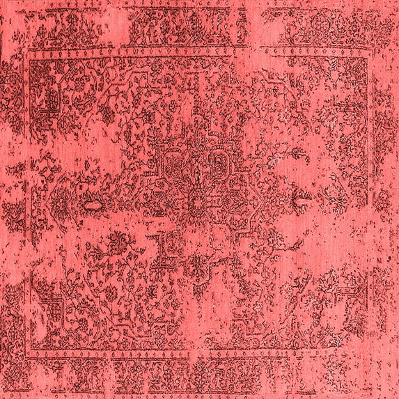 Ahgly Company Indoor Square Oriental Red Industrial Area Rugs, 7' Square