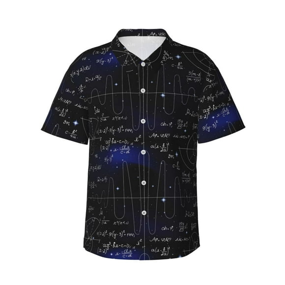Vsdgher Chemises Hawaïennes pour Hommes Imprimé Mathématiques Chemises de Vacances Tropicales Vêtements de Plage -TTG