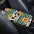 thumbnail image 3 of Renewold American Tribal Sunflower Cow Print Green Car Accessories Auto Center Console Pad Cover, Armrest Seat Box Cover Protector Universal Fit for SUV Truck Vans Sedans, 3 of 6