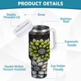 thumbnail image 2 of Yayeee 40oz Stainless Steel Tumbler with Straw and Handle Double-Wall Insulated Travel Water Bottle, Gray Floral, 2 of 8