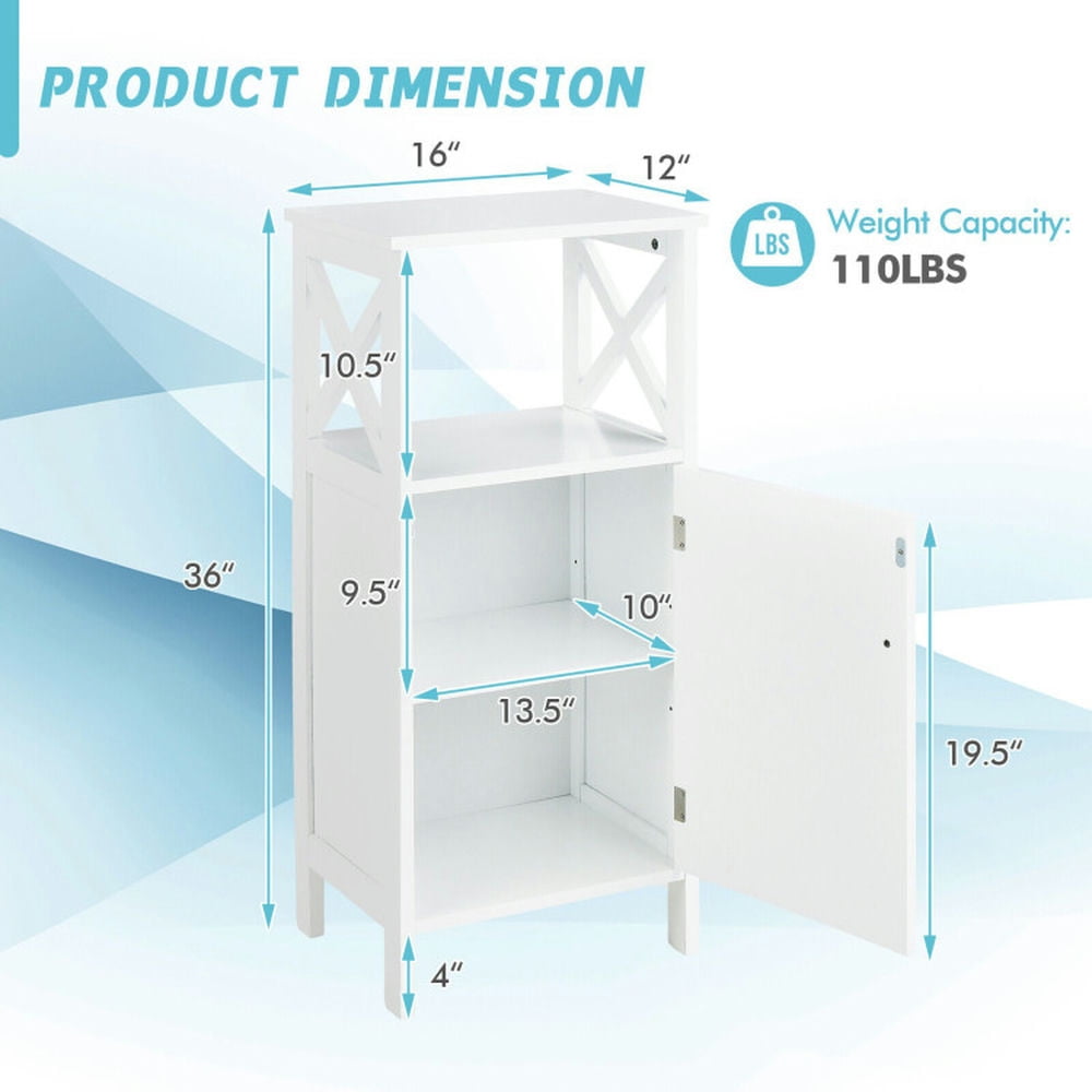 Finihen Bathroom Storage Cabinet, Bathroom Floor Cabinet, Bathroom Floor Storage Cabinet Organizer with X-Frame and Adjustable Shelf, for Bathroom, Living Room, Bedroom, Kitchen, White Finihen Bathroom Storage Cabinet, Bathroom Floor Cabinet, Bathroom Floor Storage Cabinet Organizer with X-Frame and Adjustable Shelf, for Bathroom, Living Room, Bedroom, Kitchen, White