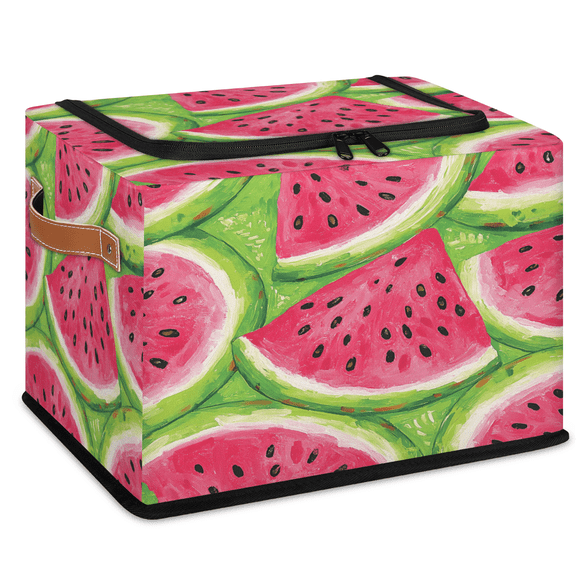 ADECORIVY Watermelon Slice Fabric Storage Bin with Lid, Foldable Storage Box Decorative Cube Organizer Basket for Closet Shelf Organizing Clothes