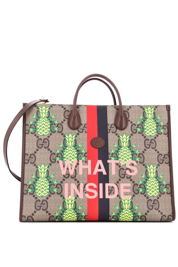 Pre-Owned Interlocking G Patch Convertible Tote Printed Jumbo GG Coated Canvas Medium By Rebag