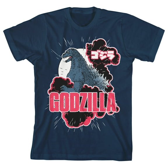 Bioworld Godzilla Classic Art On Navy Blue Tee-S