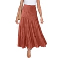 thumbnail image 2 of Womens Maxi Skirts Boho Summer Casuel Flowy Flared Elastic High Waist Pleated A-Line Solid Color Swing Long Skirts, 2 of 10
