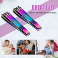 thumbnail image 3 of 2PCS Stainless Steel Nail Clippers,Rainbow Fingernail Clipper and Toenail Clipper, Wide Easy Press Lever Nail Cutter with Swing Out Nail Cleaner/File for Men and Women, 3 of 4