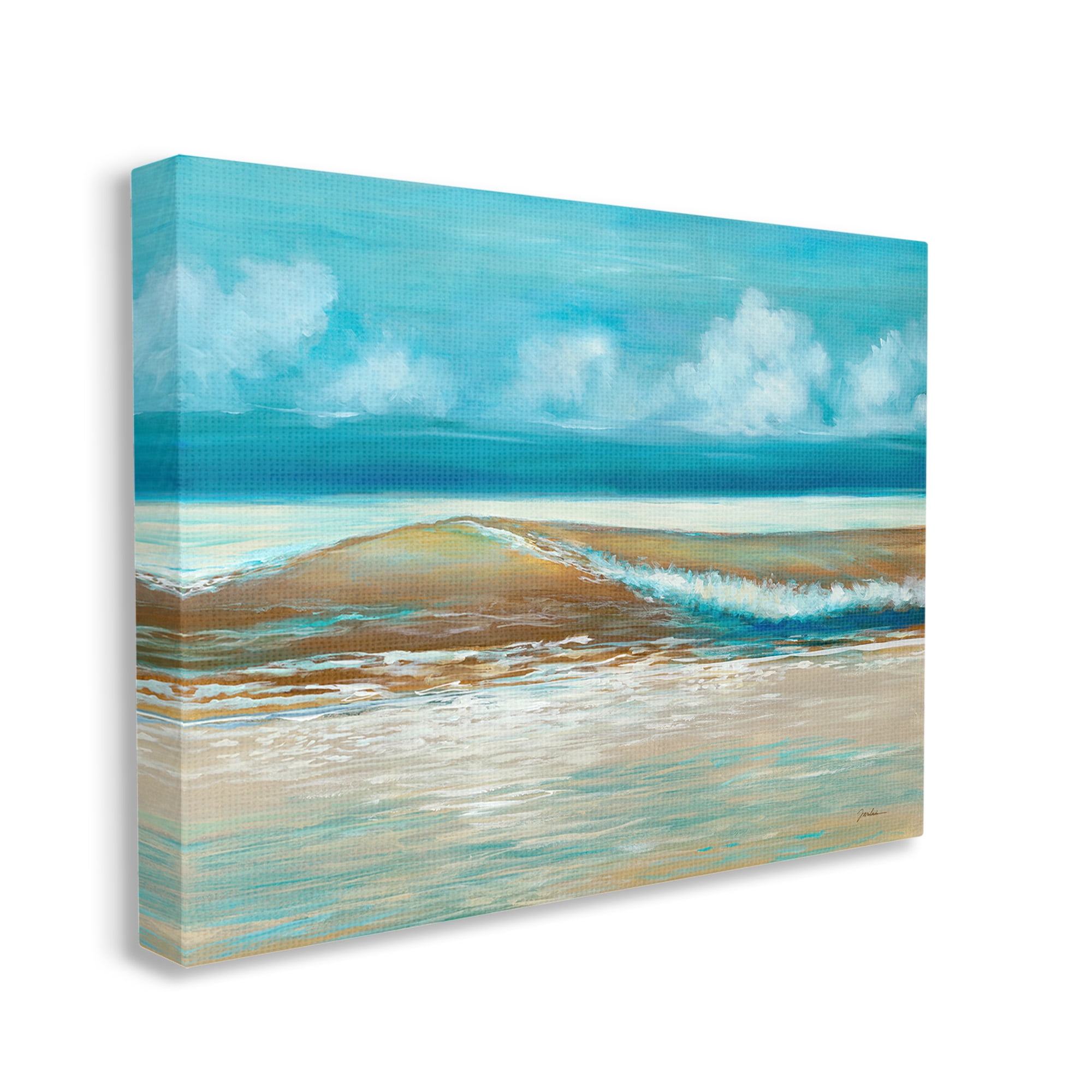 Stupell Industries Modern Rolling Sea Waves Landscape Painting Gallery Wrapped Canvas Art Print Wall Art, 48 x 36