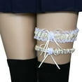 thumbnail image 2 of Yesbay 2Pcs/Set Women Bowknot Lace Garter Bridal Leg Garter Wedding Cosplay Decor,Milk White, 2 of 7