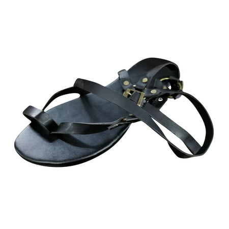 

Women s Casual Ankle Strap Set Toe Belt Buckle Flat Low Heel Sandals