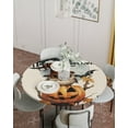 thumbnail image 4 of Round Fitted Tablecloths with Elastic Edge Halloween Owl Pumpkin Ghost Face Oil-Proof Waterproof Wipeable Table Cover for Kitchen Dining Party Decor Tree Branch Moon on Linen Table Clothes,45" - 54", 4 of 7