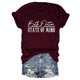 thumbnail image 2 of Camiseta holgada con estampado de letras para mujer, color burdeos con fuentes blancas, mangas cortas, cuello redondo, talla S, estilo casual elegante, 2 of 4