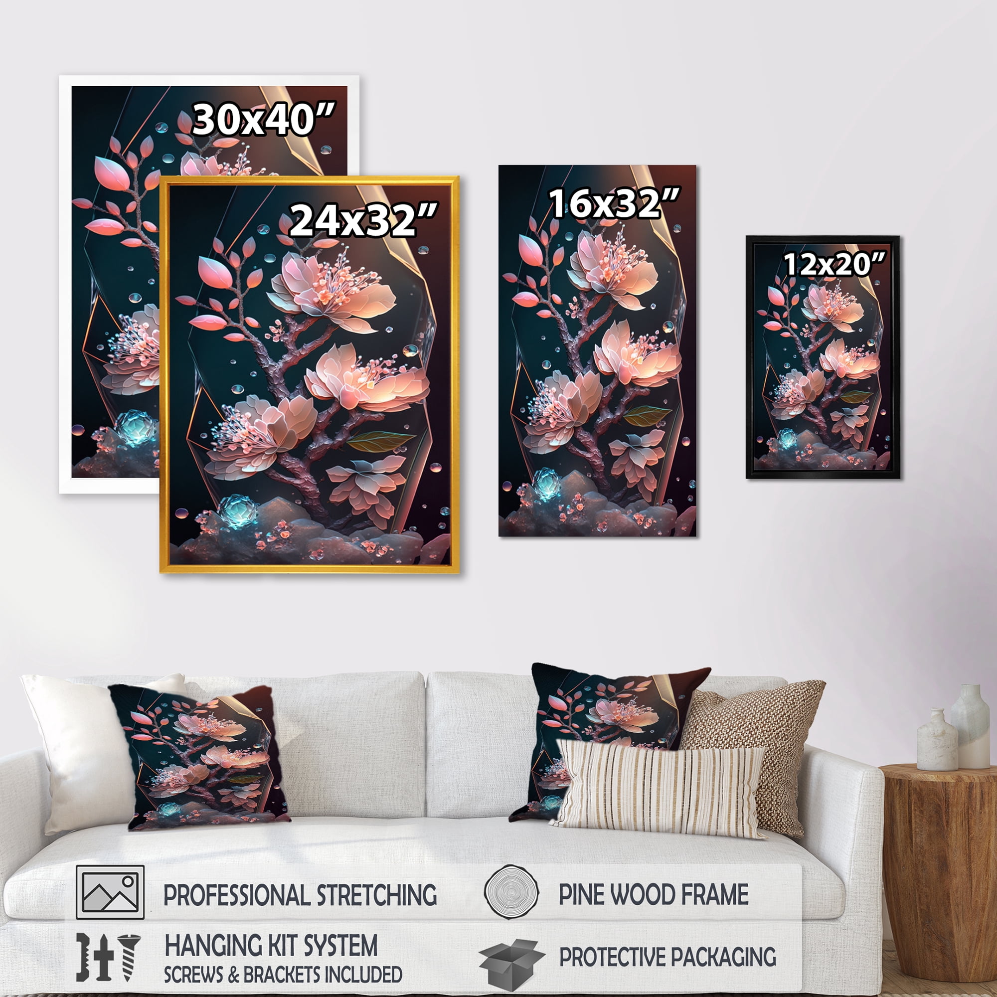 Designart Cherry Blossums Tree I Canvas Wall Art