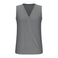 thumbnail image 4 of Liquidation! Hauts Grande Taille pour Femmes, Blouse à Manches Courtes d'Été pour Femmes, Mode Décontractée Sans Manches Unie Col en V Blouse, 4 of 5