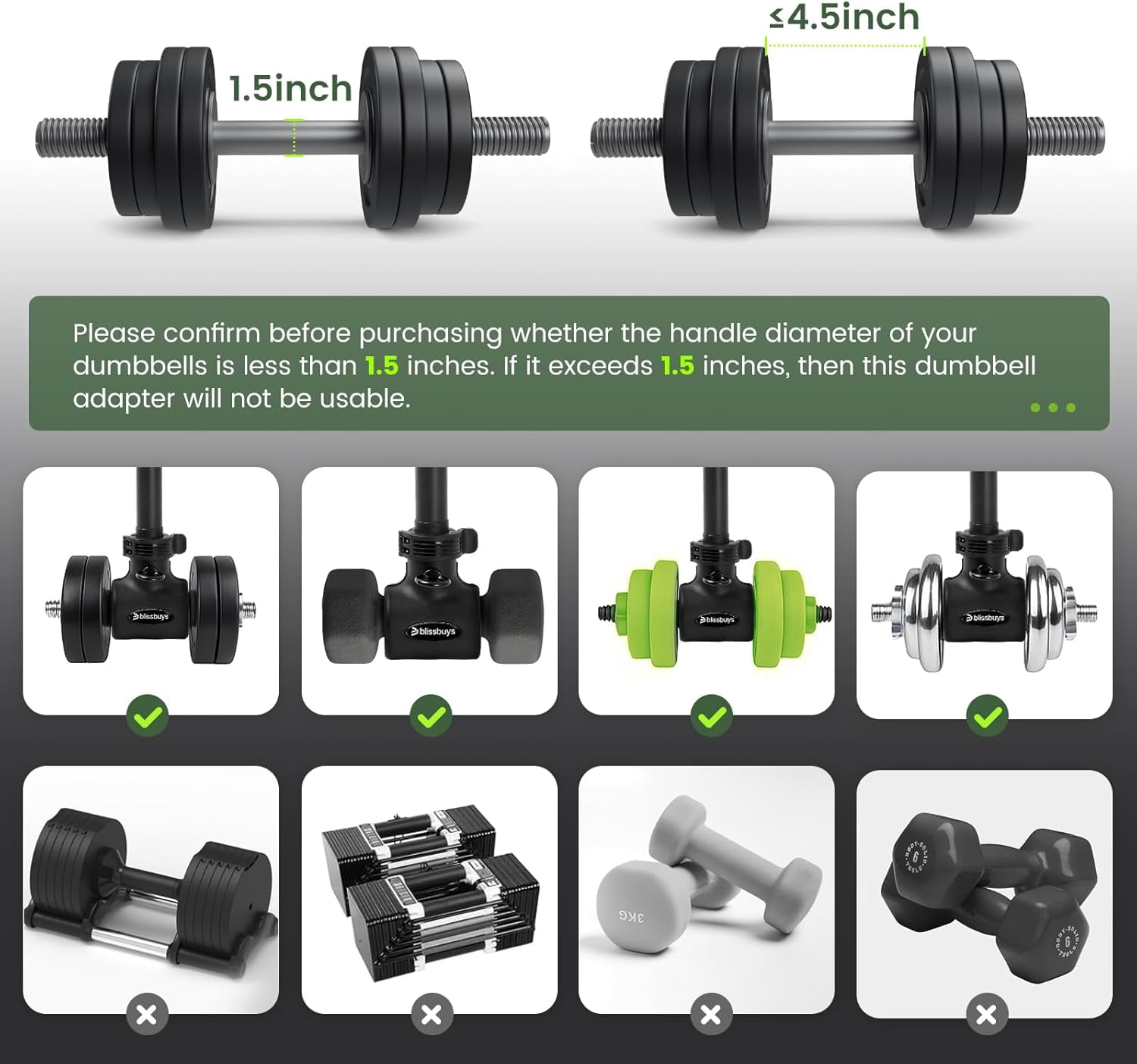 to Barbell Converter, Adjustable Weight Bar with Anti-Slip Grip and Steel Clamp, 200LB Capacity for Home Gym, Fits Standard 1.5-Inch Plates
