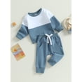 thumbnail image 3 of Coduop Toddler Baby Boys 2 Piece Outfit Set Contrast Color Long Sleeve Sweatshirt and Pants Sets, 3 of 8