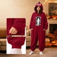 thumbnail image 3 of Matching Halloween Pumpkin Onesie Costume for Adults, Flannel Hooded Pumpkin Pajamas with Spooky Ghost Print, Halloween Pajamas for Couple, Cozy Oversized Fit Jumpsuit for Halloween Costume Party, 3 of 8