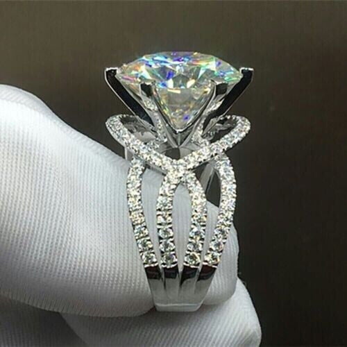 3 CT Round Cut Simulated Diamond Women Engagement Ring 14K White Gold Plated