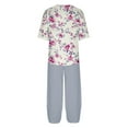 thumbnail image 5 of Yuwull Women's Pajama Set Floral Printed Short Sleeve Top and Capris Pants Soft Loungewear Linen Comfy Sleepwear Pjs Sets Pajama Sets for Women 2 Piece Plus Size S-4XL, 5 of 5