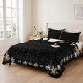 thumbnail image 2 of Quilts Twin Size Bedding Set, Black Snowflake Christmas Lightweight Quilted Comforter, Xmas Snowflake Winter Soft Reversible Bedspread Coverlet with Pillow Covers for All Season, 68" x 86", 2 of 9