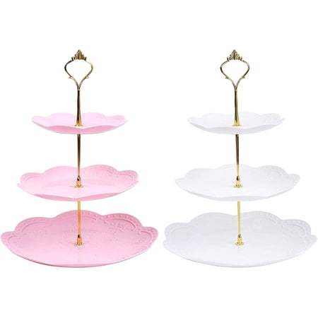 Suzile 3 Pcs 3 Tier Wooden Cupcake Stand Dessert Stand Cupcake Tower 3 Tier Serving