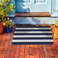 thumbnail image 4 of Navy Blue White Striped Farmhouse PVC Doormat Entrance Rugs Heavy Duty Welcome Mats, Rustic Geometric Outdoor Indoor Mats Non Slip Rubber Backing for Front Door/Yard/Garage/Garden, 18"x 30", 4 of 6