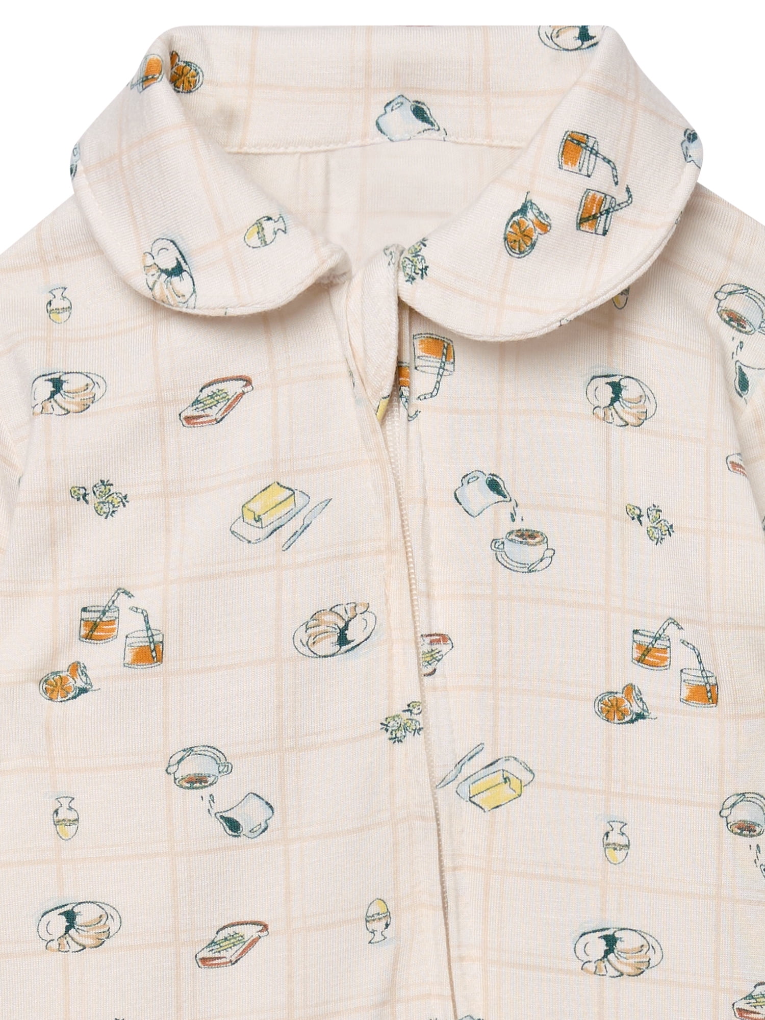 Modern Moments by Gerber Baby Boy Viscose Peter Pan Collar Two-Way Zip Sleep ´N Play Footed Pajamas, Sizes Newborn - 6/9 Months