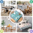 thumbnail image 4 of Turquoise Floral and Petal Pattern Square Tablecloth,Waterproof Square Table Cover,Wipeable Spillproof Washable Table Cover for Home Kitchen Party Decor 52"x52"(132x132cm), 4 of 6