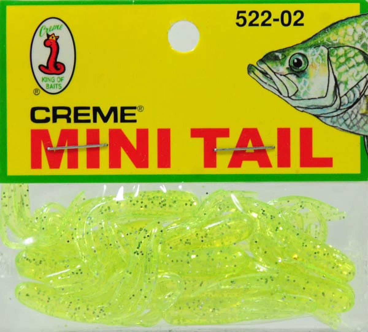 Creme 1.5" Mini Tail Tube Lures, Chartreuse Glitter, 15 Count