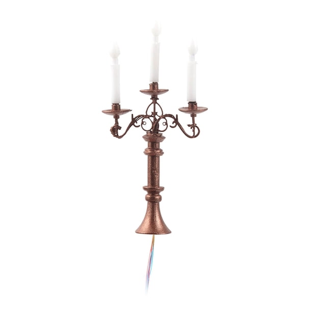 Lámpara de candelabros modelo a escala 1:87 para casa de muñecas, candelabros para mesa de arena. Bronce
