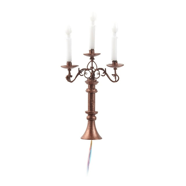 Doll House LED Candle Light Sand Table Building Model Candle Light 1: 87 Scale Mini Model Candlesticks Lights for Train Station Diorama Decor Bronze